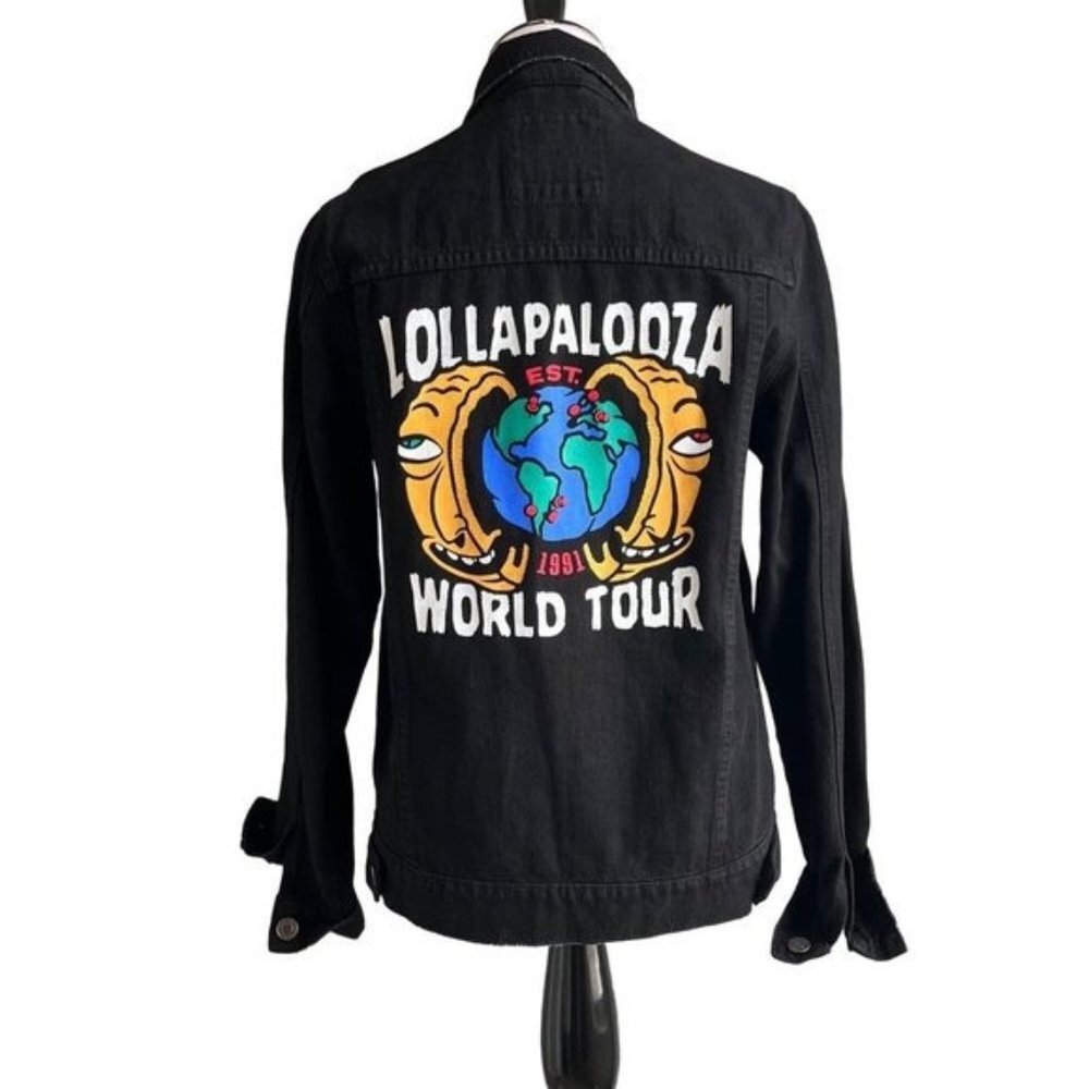 Strata Lolla Lollapalooza World Tour Black Jean Jacket Size Small